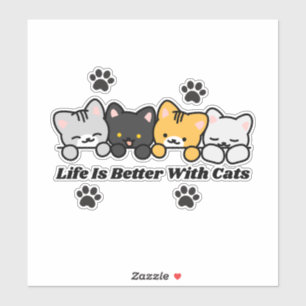 Life Is Better with Cats Cute Cat Sticker