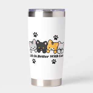 Life Is Better with Cats Cute Cat Sticker Insulated Tumbler