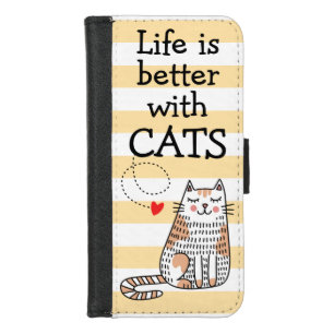 Life Is Better With Cats Doodle iPhone 8/7 Wallet Case