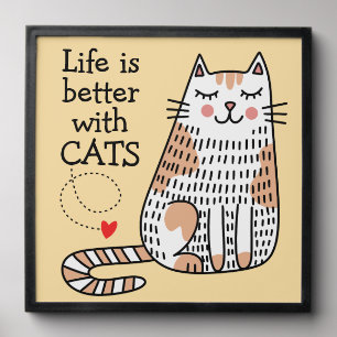 Life Is Better With Cats Doodle Peel And Stick Photo Tile