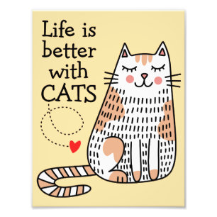 Life Is Better With Cats Doodle Photo Print