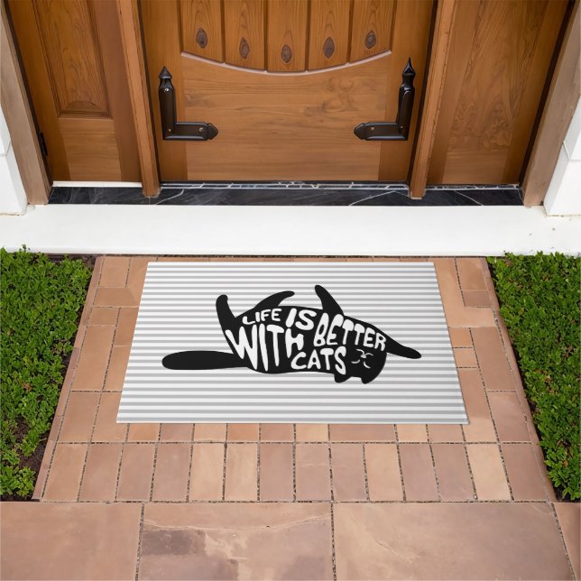 Life is better with cats | Fun Typography Doormat (Outdoor)