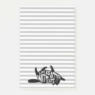 Life is better with cats | Fun Typography Post-it Notes