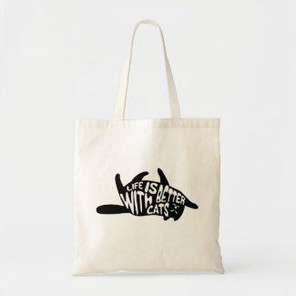 Life is better with cats | Fun Typography Tote Bag