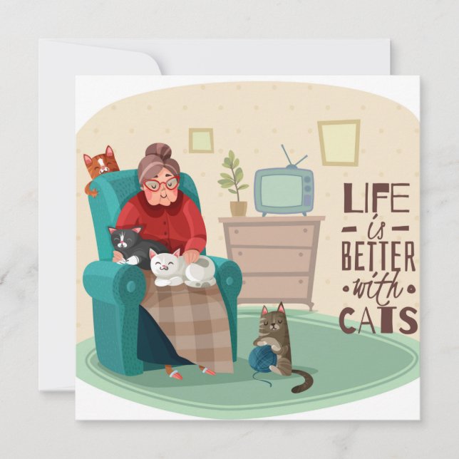Life Is Better With Cats Holiday Card (Front)