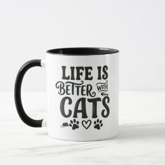 Life is Better With Cats Mug - Paw Coffee Cup Gift