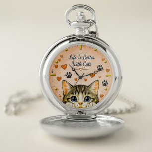 Life Is Better With Cats Pocket Watch for Cat Love