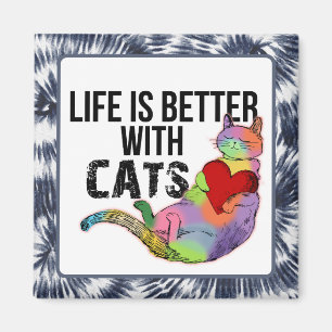 Life is better with cats watercolor  magnet