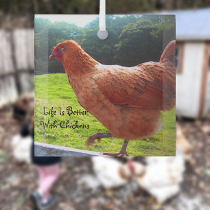 Life Is Better With Chickens Glass Ornament