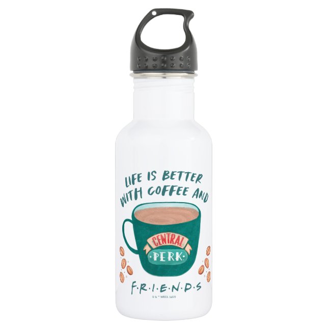 Life is Better with Coffee and FRIENDS™ Stainless Steel Water Bottle (Front)