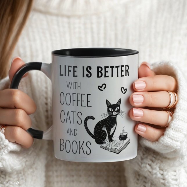 Life is better with coffee cats and books mug (Creator Uploaded)