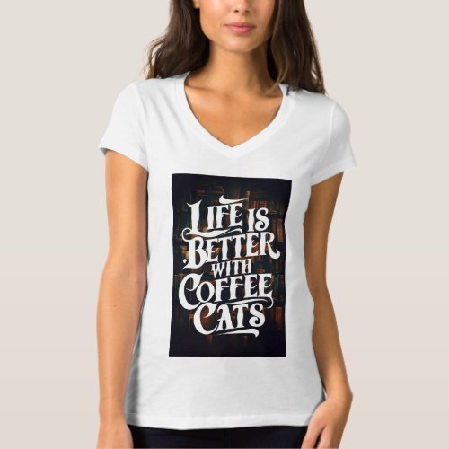 life is better with coffee cats T_Shirt