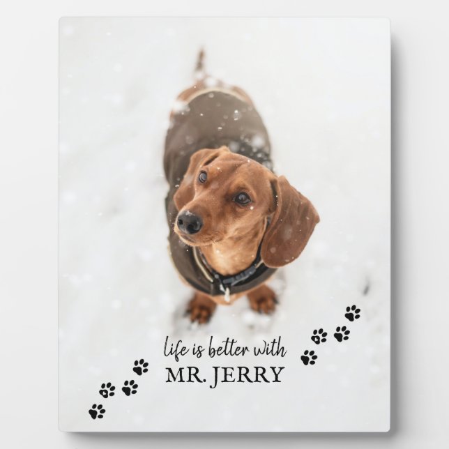 Life Is Better with Custom Dog Photo Dog Name Plaque (Front)