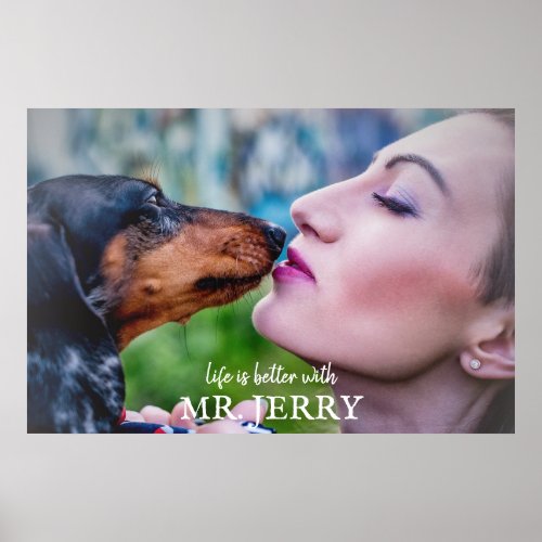 Life Is Better with Custom Dog Photo Dog Name Post Poster
