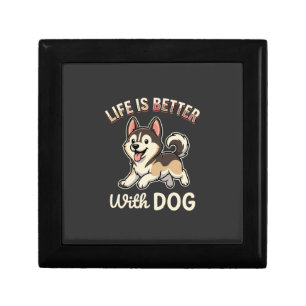 Life Is Better With Dog Cartoon Gift Box