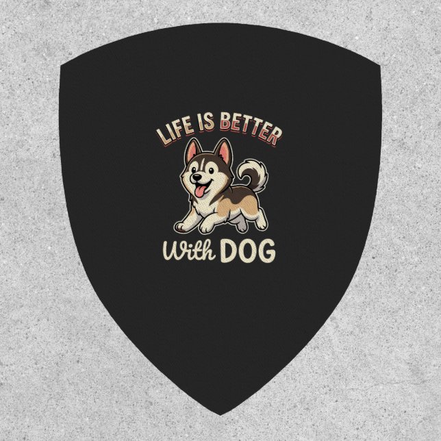 Life Is Better With Dog Cartoon Patch (Front)