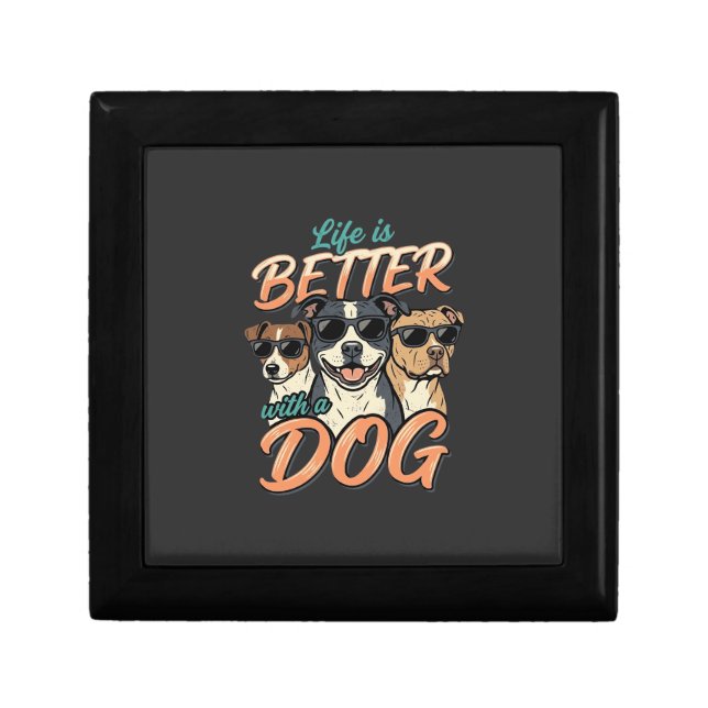 Life Is Better With Dog Vector Gift Box (Front)