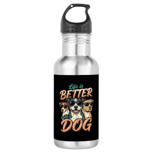 Life Is Better With Dog Vector Stainless Steel Water Bottle