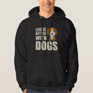 Life Is Better With Dogs Cute Beagle Dog Brown Hoodie