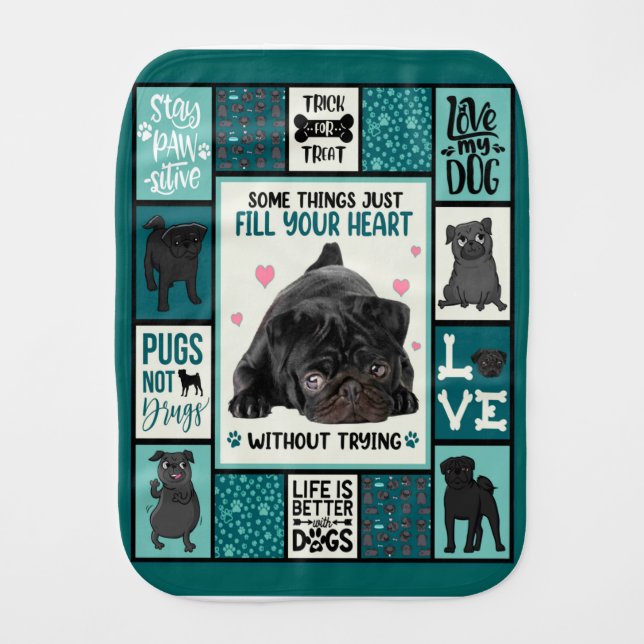 Life Is Better With Dogs Pug Dog Blanket (Front)