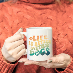 Life Is Better With Dogs Retro Groovy Photo Coffee Mug