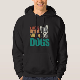 Life Is Better With Dogs Sweet Husky Dog Brown Hoodie