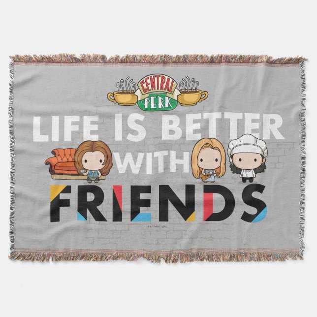 Life is Better with FRIENDS™ Chibi Art Throw Blanket (Front)