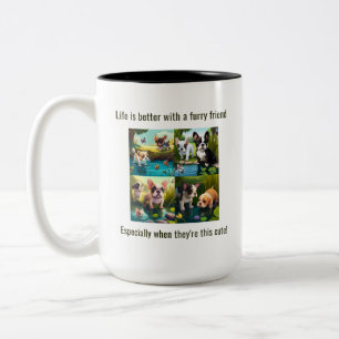 Life is better with friends - Puppy Love Two-Tone Coffee Mug