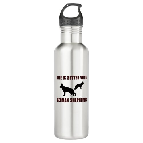 LIfe Is Better With German Sheperd Black Design Stainless Steel Water Bottle