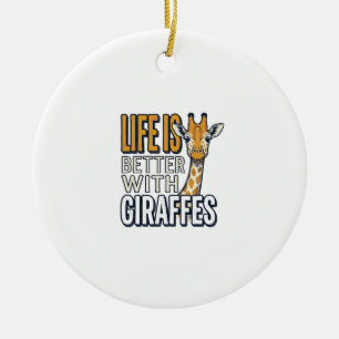 Life Is Better With Giraffes Vintage Shirt Design_ Ceramic Ornament