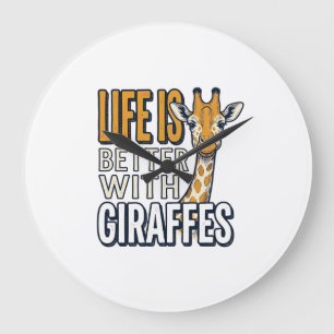 Life Is Better With Giraffes Vintage Shirt Design_ Large Clock