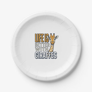 Life Is Better With Giraffes Vintage Shirt Design_ Paper Plates