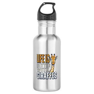 Life Is Better With Giraffes Vintage Shirt Design_ Stainless Steel Water Bottle