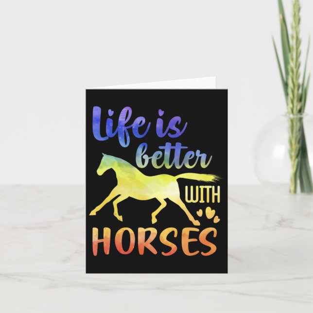 Life Is Better With Horses Horseback Riding Cute  Card (Front)