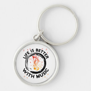 Life Is Better With Music Notes Musician Music Lov Keychain