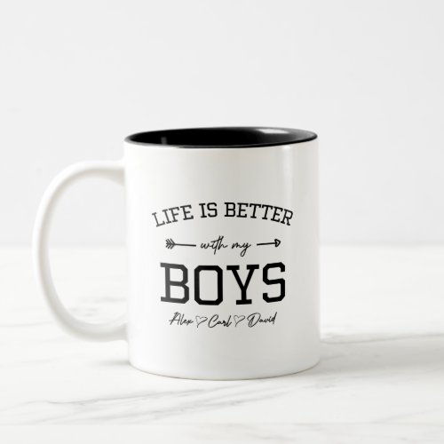 Life is Better with my Boys Two_Tone Coffee Mug