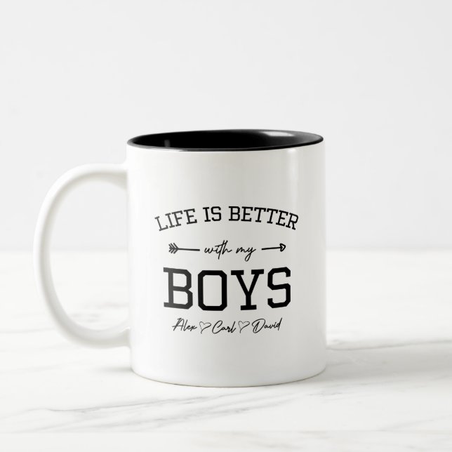 Life is Better with my Boys Two-Tone Coffee Mug (Left)