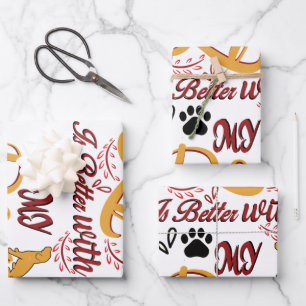 Life Is better With My Dogs Wrapping Paper Sheets