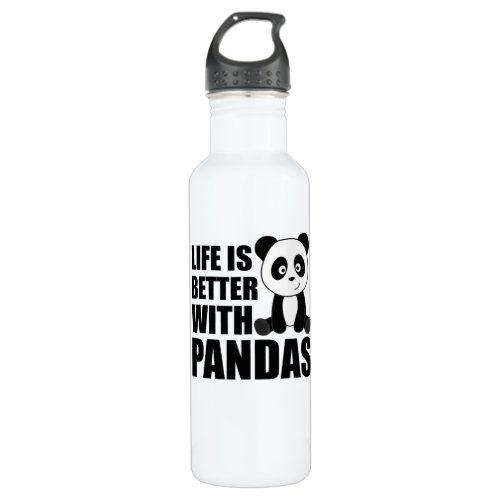 Life Is Better With Pandas Cute Panda Colorful Stainless Steel Water Bottle