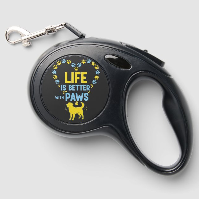 Life is Better with Paws Retractable Pet Leash (Front)