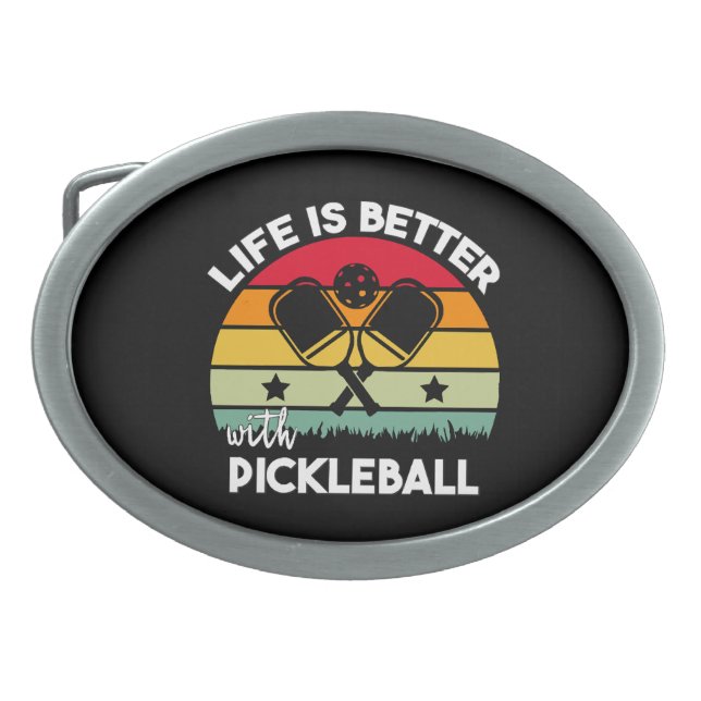 Life is Better with Pickleball Belt Buckle (Front)