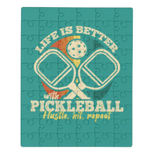 Life is Better With Pickleball Retro Graphic Style Jigsaw Puzzle