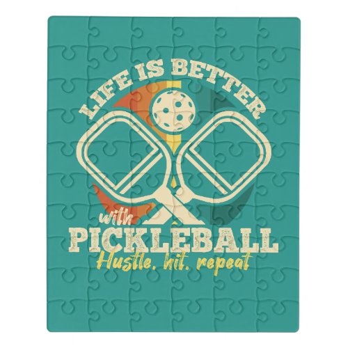 Life is Better With Pickleball Retro Graphic Style Jigsaw Puzzle