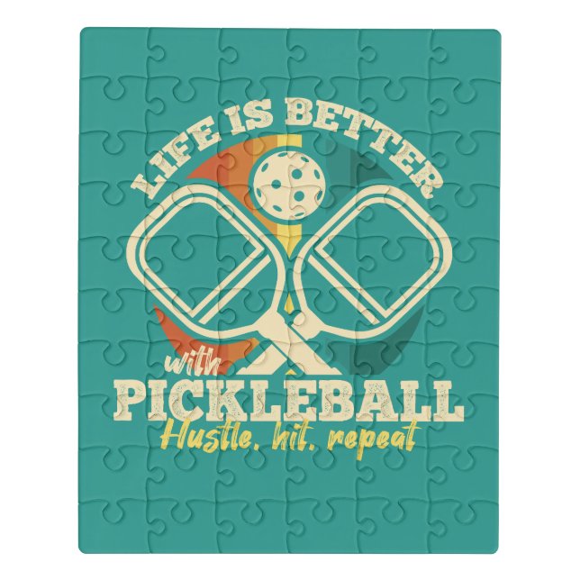 Life is Better With Pickleball Retro Graphic Style Jigsaw Puzzle (Puzzle Vertical)