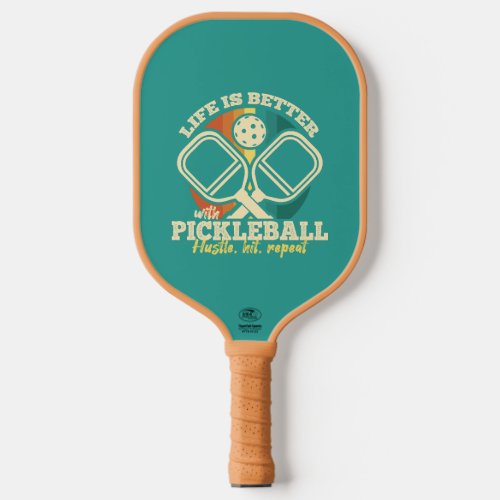 Life is Better With Pickleball Retro Graphic Style Pickleball Paddle