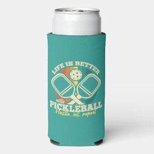 Life is Better With Pickleball Retro Graphic Style Seltzer Can Cooler