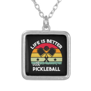 Life is Better with Pickleball Silver Plated Necklace