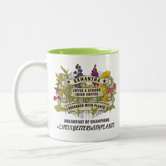 Life Is Better With Plant Personalized Plant Lover Two-Tone Coffee Mug (Left)