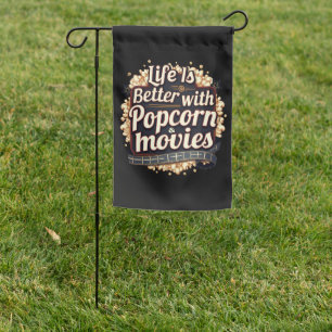 Life Is Better with Popcorn & Movies Retro Design Garden Flag
