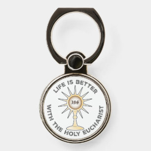 Life is Better with the Holy Eucharist Phone Ring Stand